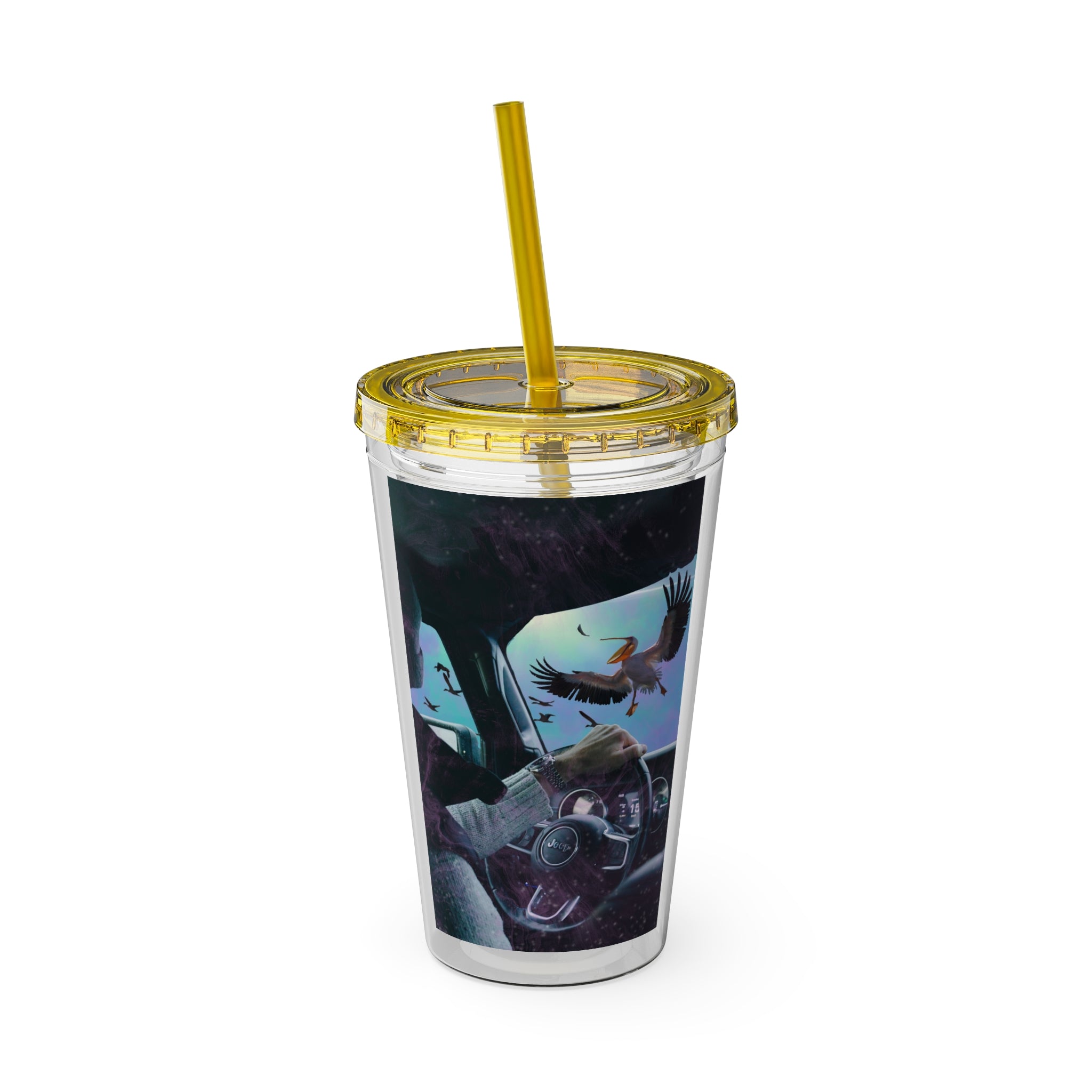 Surprise Visit - Sunsplash Tumbler with Straw, 16oz