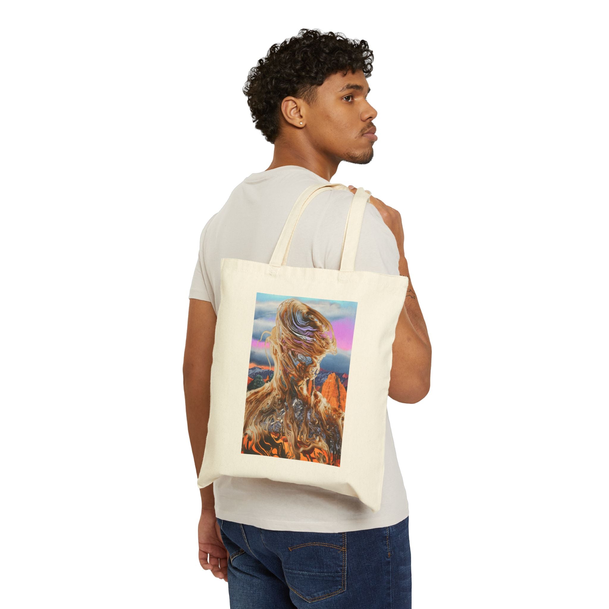 Squiggly Man - Cotton Canvas Tote Bag