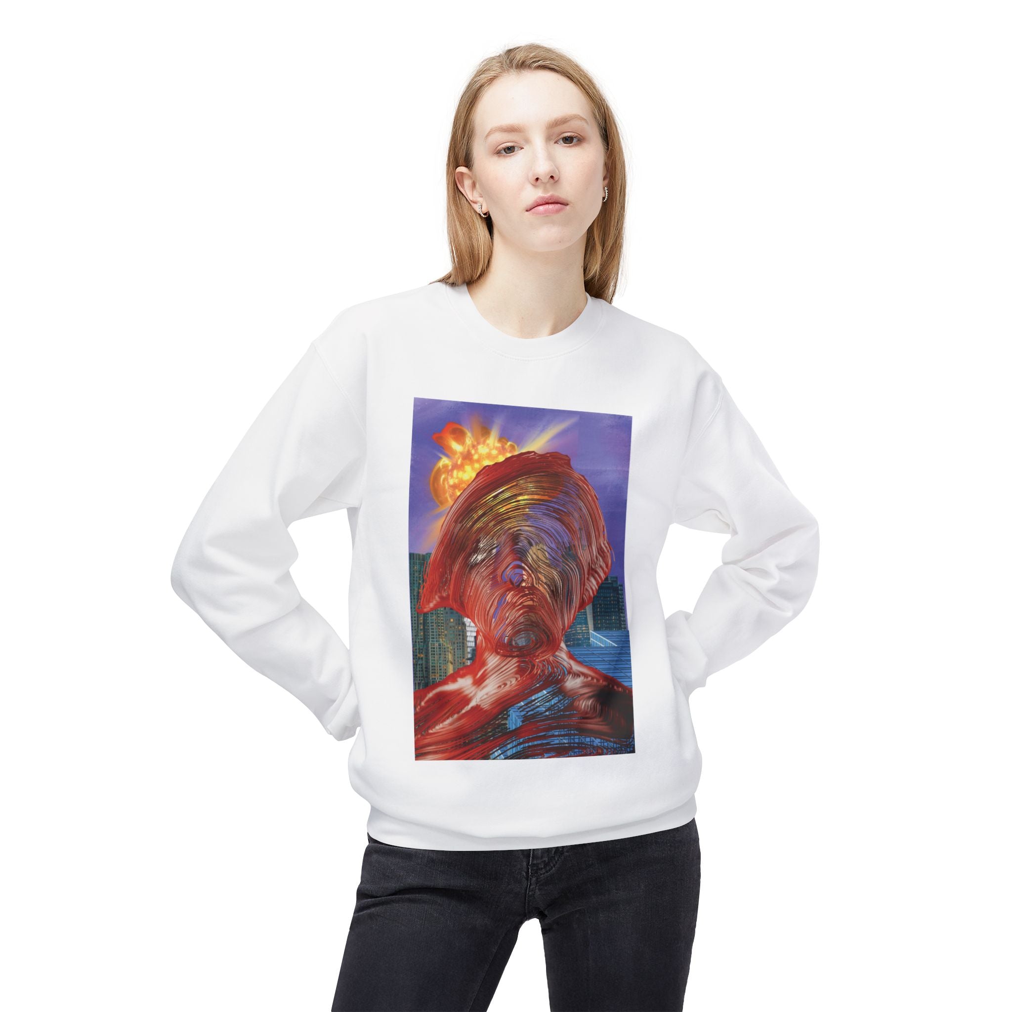 Swirly Man - Unisex Midweight Softstyle Fleece Crewneck Sweatshirt