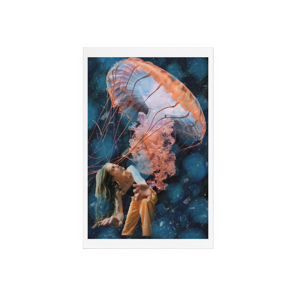 Raining Jellyfish - Acrylic Sign with Wooden Stand