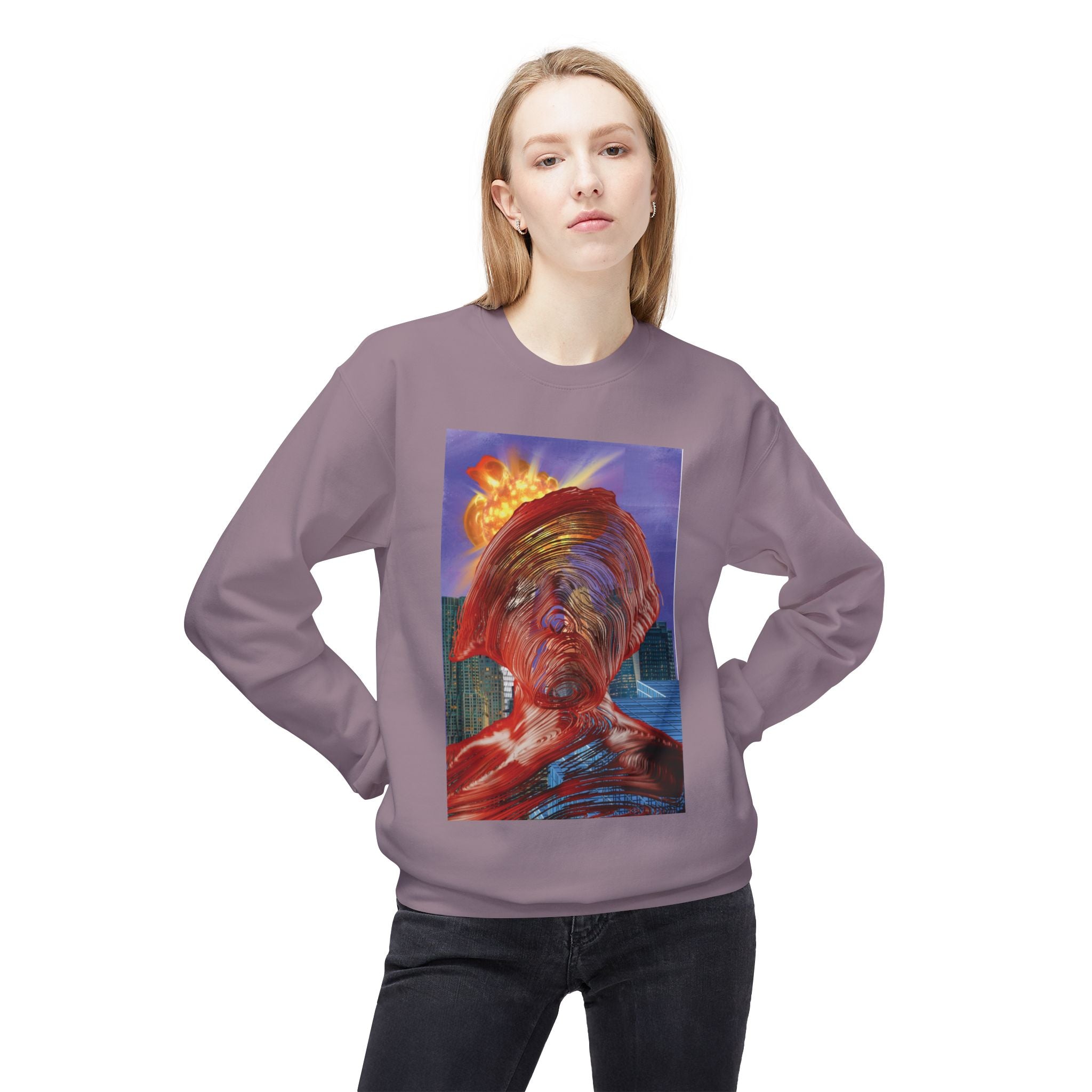 Swirly Man - Unisex Midweight Softstyle Fleece Crewneck Sweatshirt